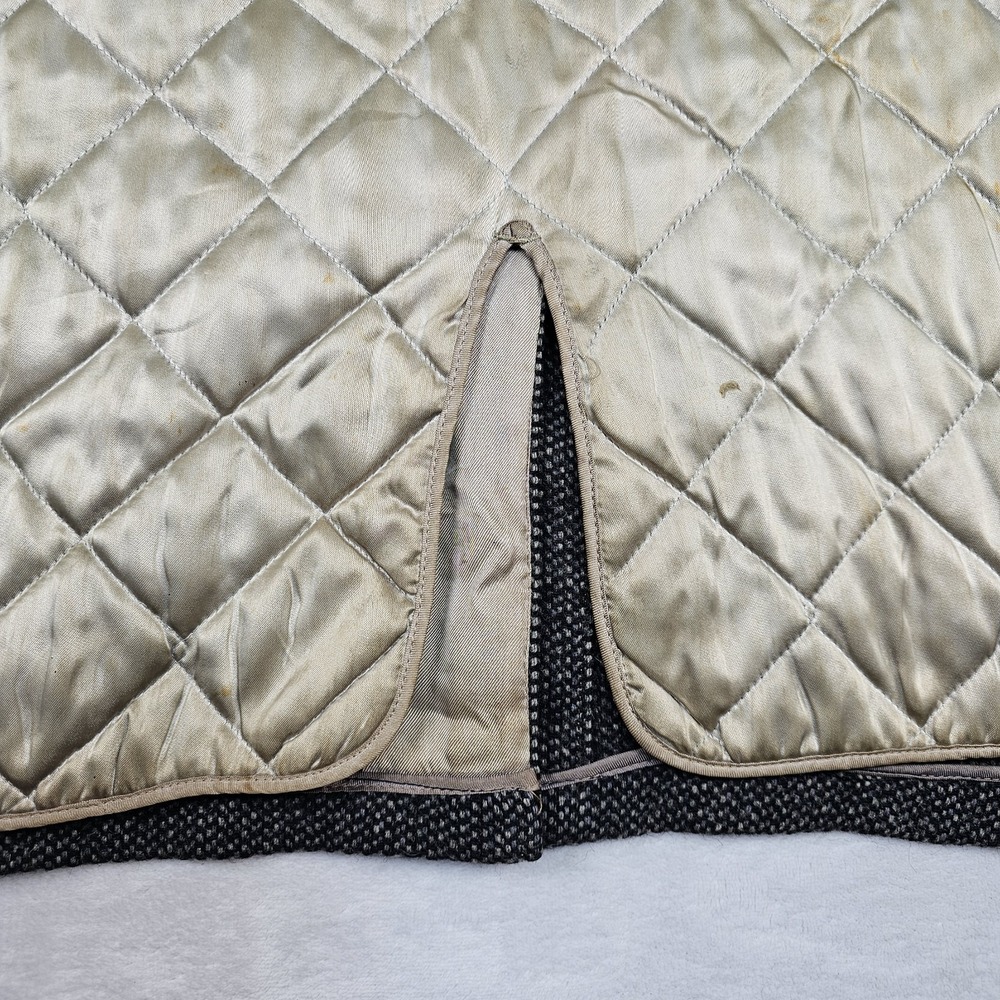 Vtg 80's Lakeland Sportswear Coat Mens 36 Tweed Wool Car Coat Liner Black Gray - Picture 14 of 16